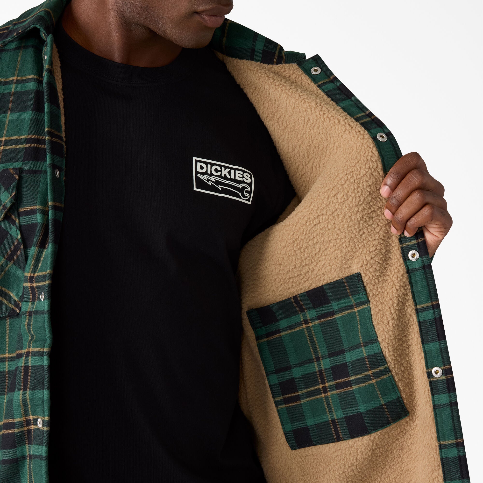 Water Repellent Fleece-Lined Flannel Shirt Jacket - Image 6